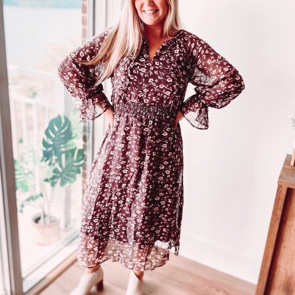 NWT long sleeve midi dress